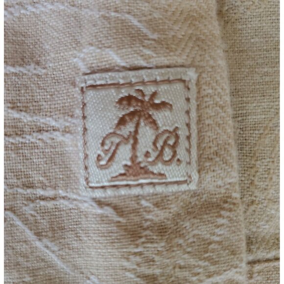 Vtg Tommy Bahama Men L Shirt Linen Hawaiian TikiCream Pocket Matched XtraButtons - Picture 9 of 10